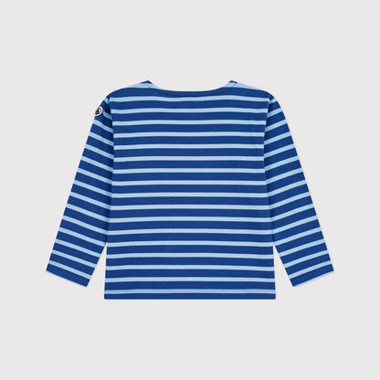 男童蓝色条纹棉T恤