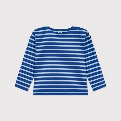 男童蓝色条纹棉T恤