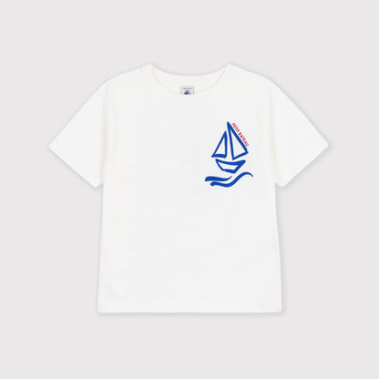 男童白色Logo棉T恤