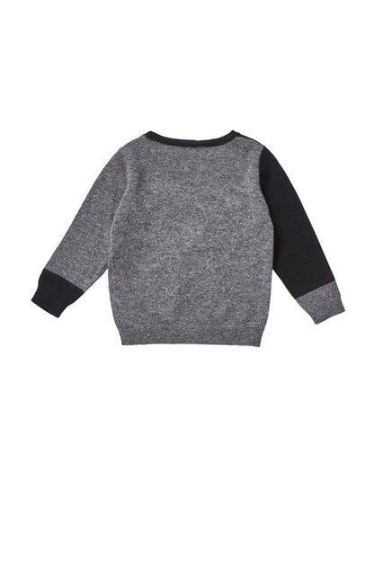 Boys Grey & Navy Blue Wool Sweater