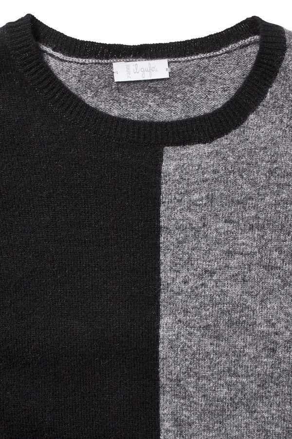 Boys Grey & Navy Blue Wool Sweater