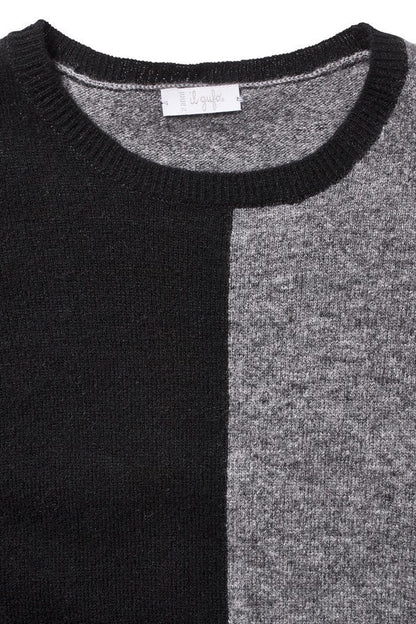 Boys Grey & Navy Blue Wool Sweater
