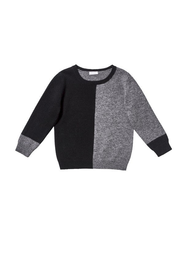 Boys Grey & Navy Blue Wool Sweater