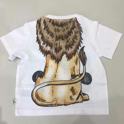 Baby White Lion Printed Cotton 'Chuckle' T-Shirt