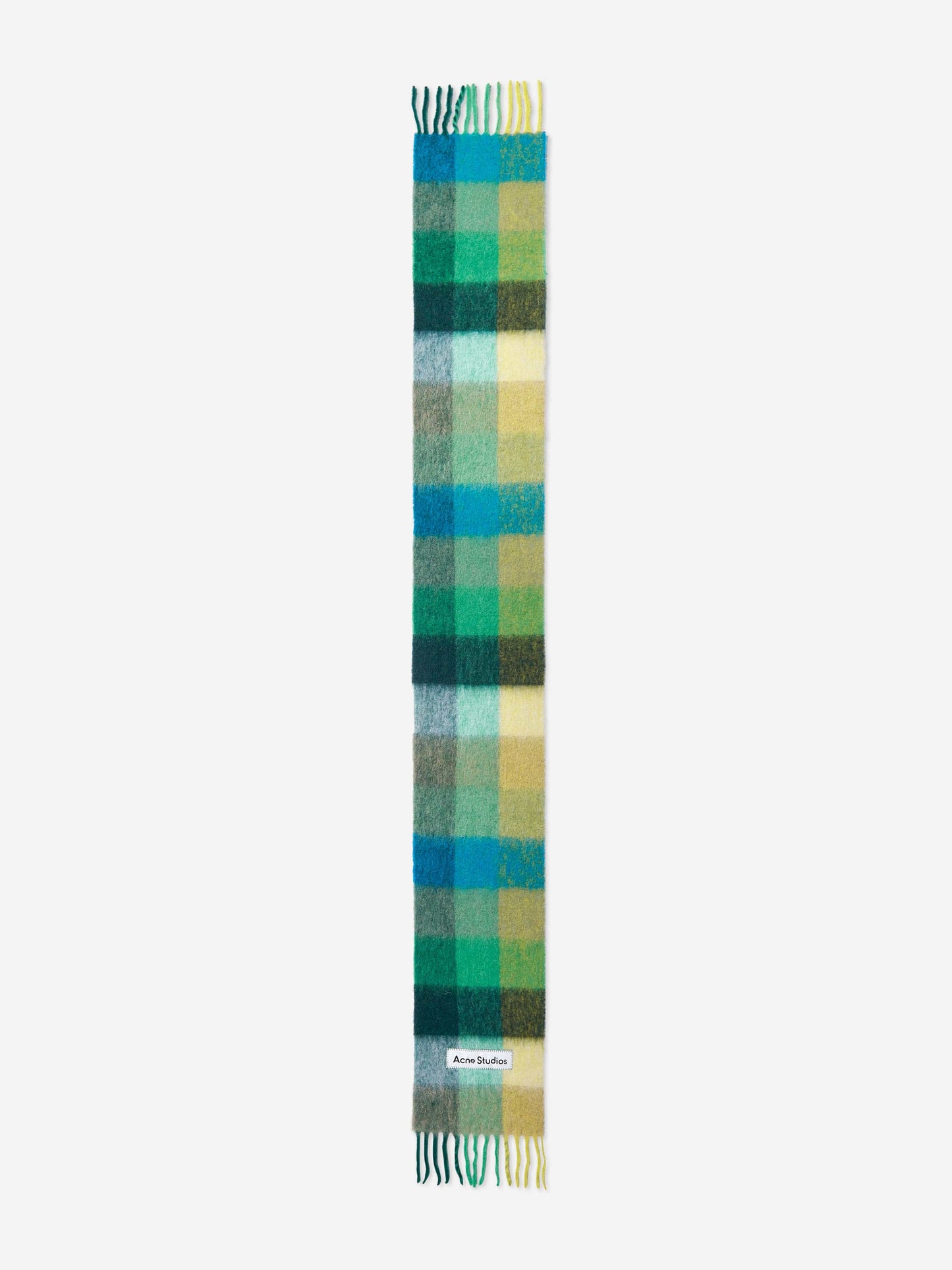 Acne Studios Kids 马海毛格纹围巾（蓝色）（250 厘米）