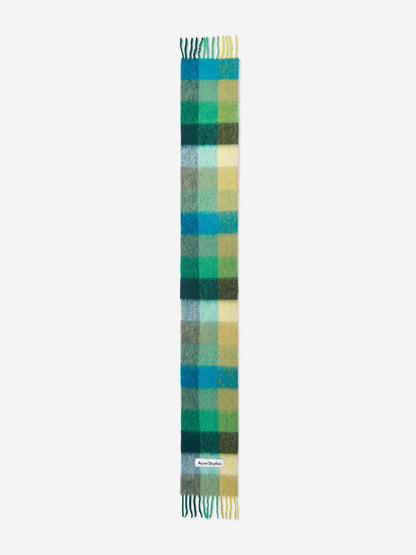 Acne Studios Kids 马海毛格纹围巾（蓝色）（250 厘米）