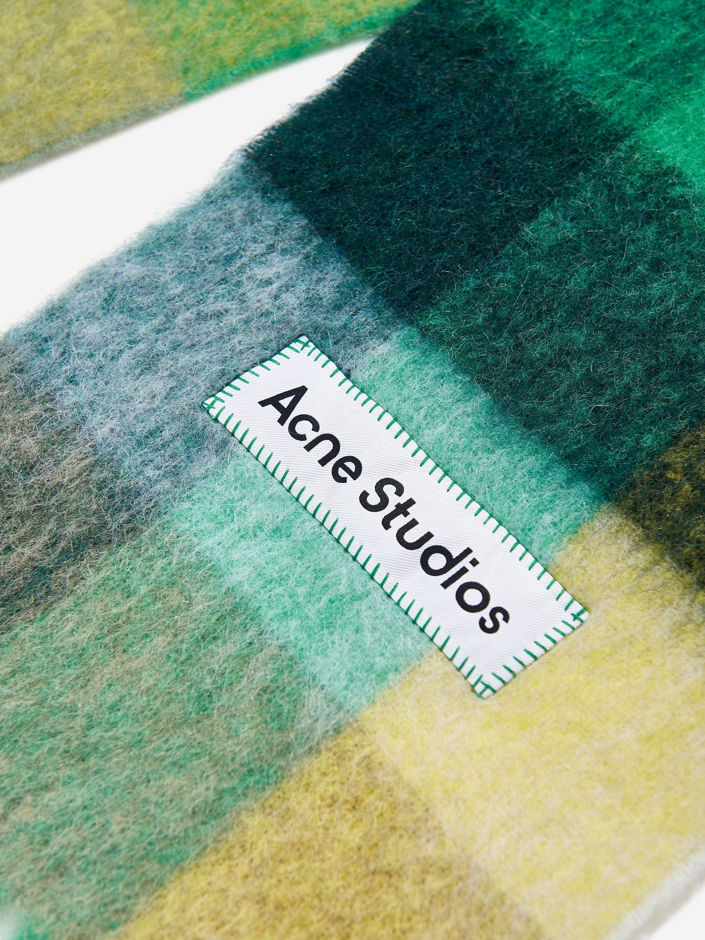 Acne Studios Kids 马海毛格纹围巾（蓝色）（250 厘米）