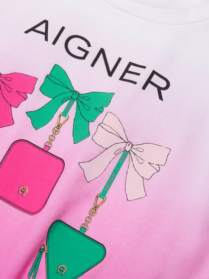 Aigner 女童系带前 T 恤（粉色）
