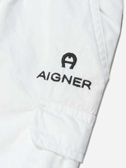 Aigner 男童白色刺绣百慕大短裤