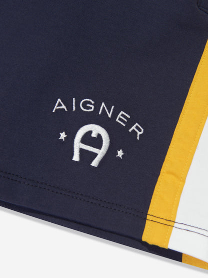 Aigner 男孩海军蓝徽标百慕大短裤