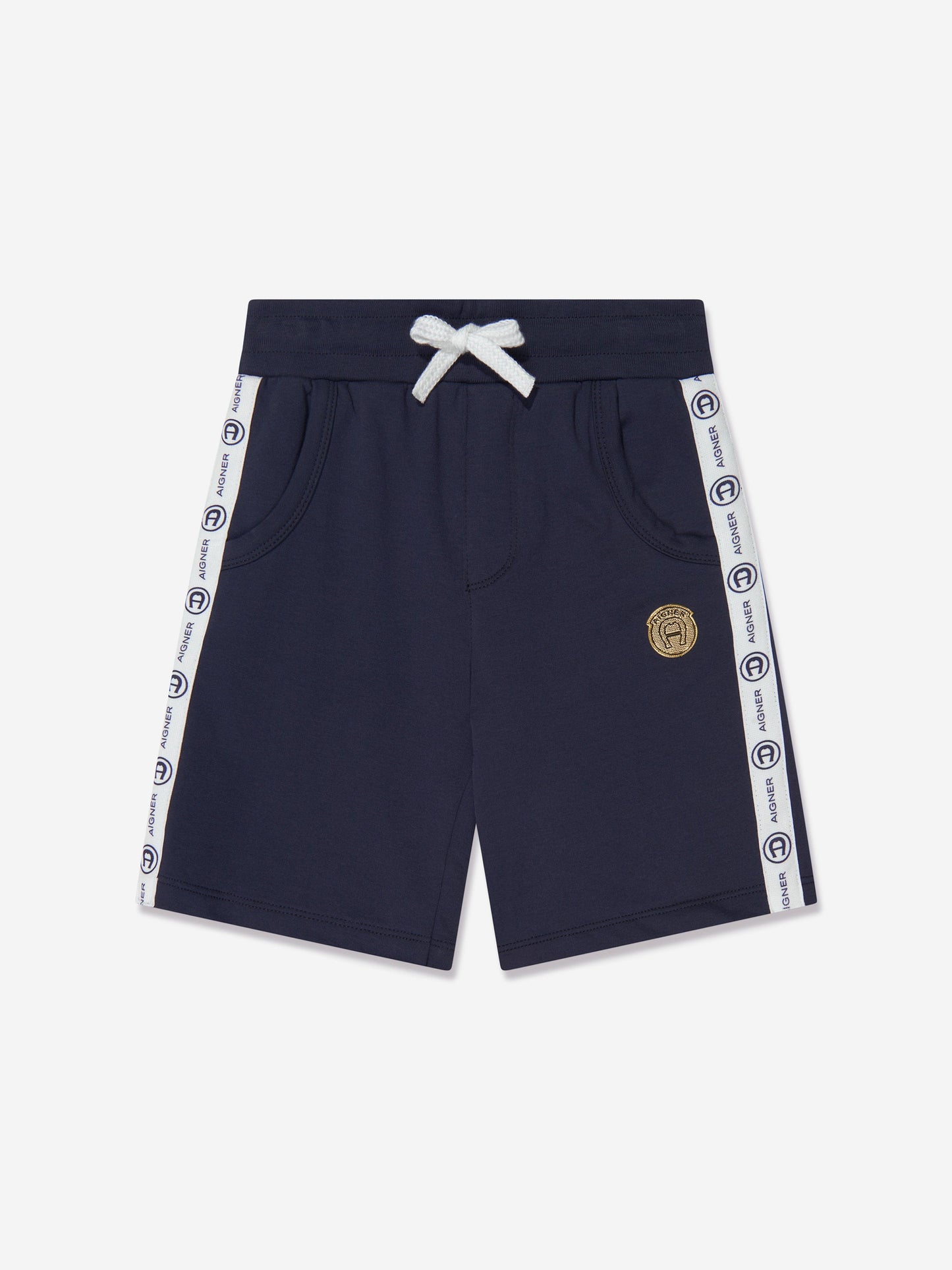 Aigner 男童海军蓝徽标短裤