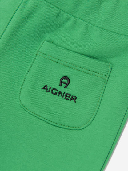 Aigner 女童绿色徽标慢跑裤