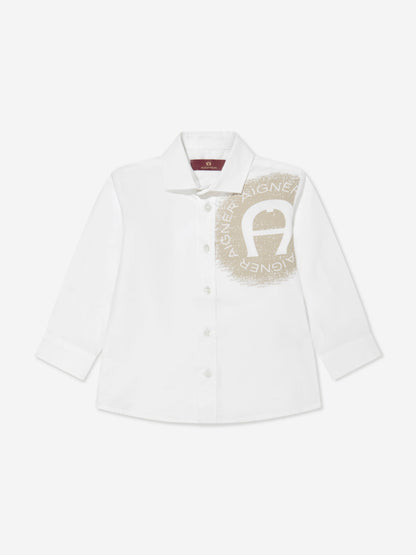 Aigner 男童白色徽标印花衬衫