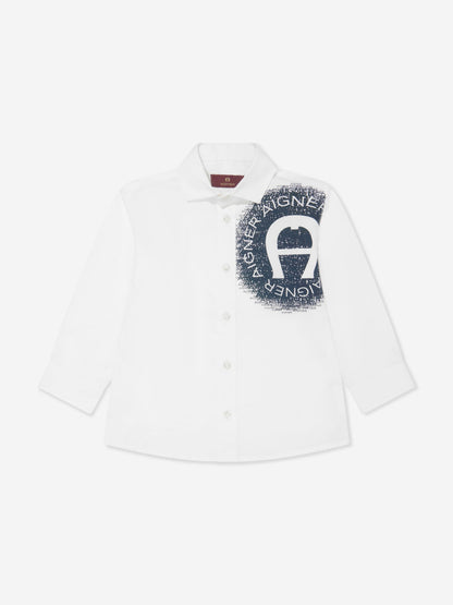 Aigner 男童白色徽标印花衬衫
