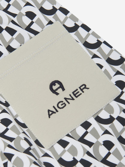 Aigner 男童徽标百慕大短裤（灰色）