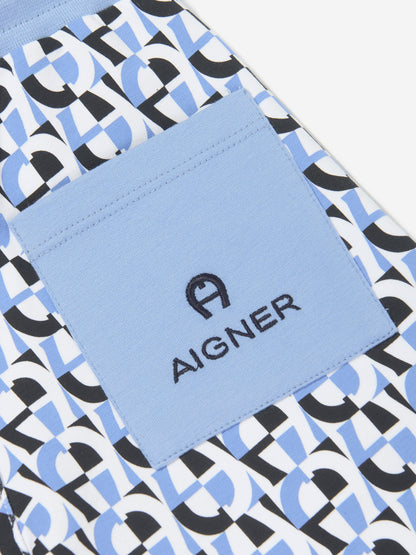 Aigner 男童蓝色徽标百慕大短裤