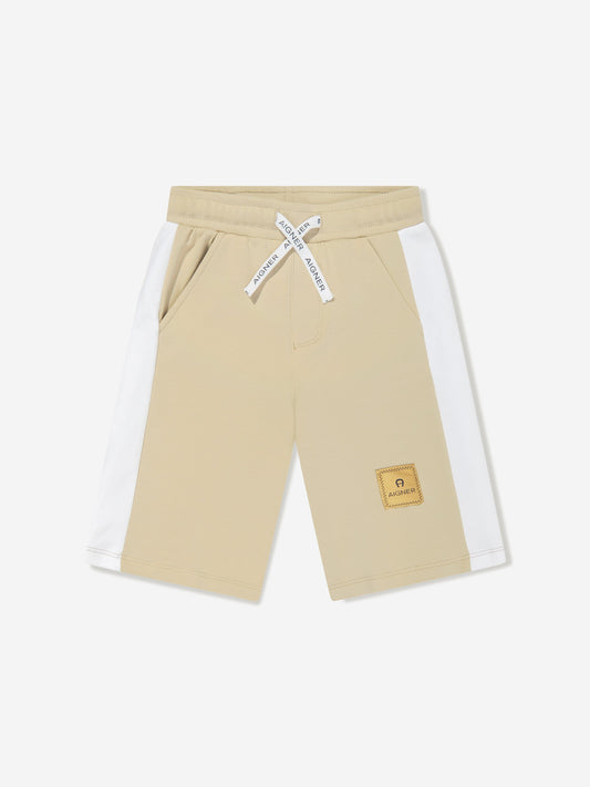 Aigner 男童米色徽标百慕大短裤