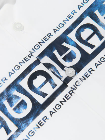 Aigner 男童白色徽标印花衬衫