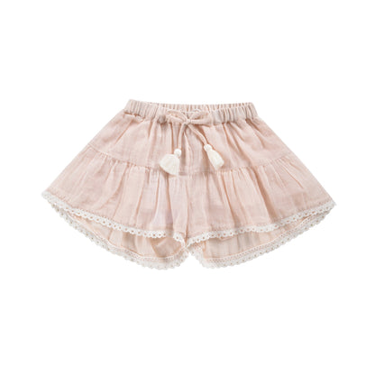女童浅粉色棉短裤