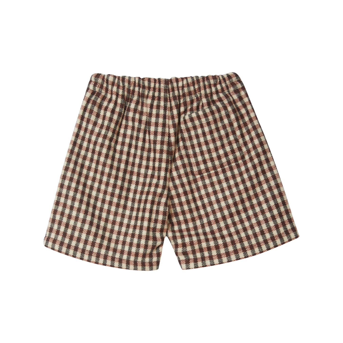 女童棕色格子羊毛短裤