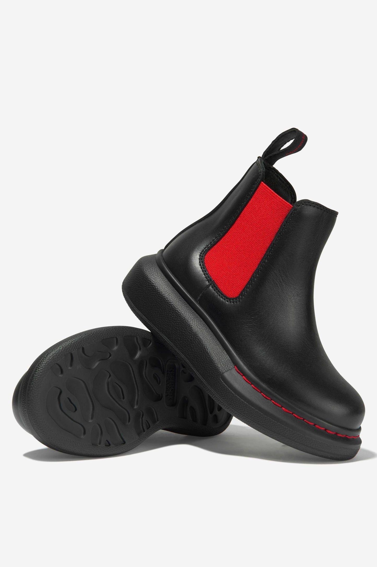 Alexander McQueen 儿童皮革厚底切尔西靴