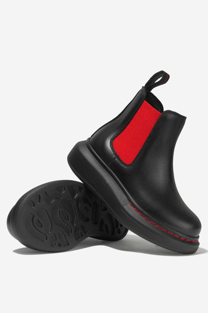Alexander McQueen 儿童皮革厚底切尔西靴