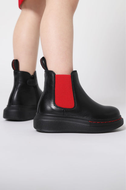 Alexander McQueen 儿童皮革厚底切尔西靴