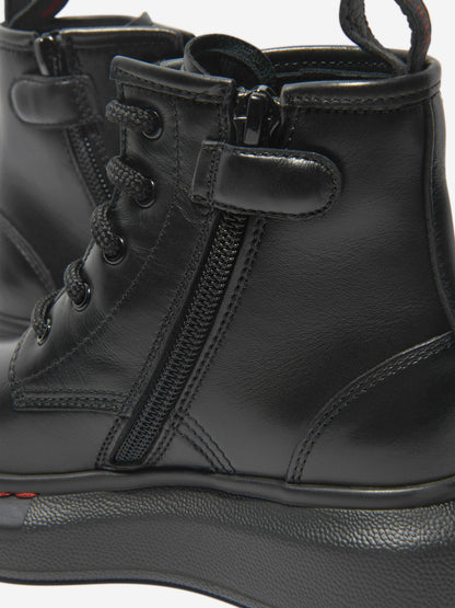 Alexander McQueen 儿童皮革系带厚靴