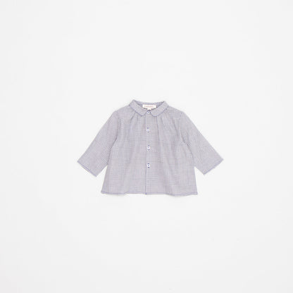 女婴木炭色格子棉衬衫