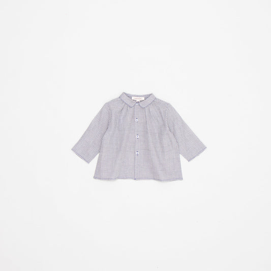 女婴木炭色格子棉衬衫