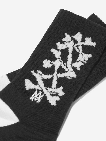 Amiri Kids Bones 叠穿袜子（黑色）