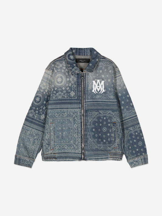 Amiri Kids MA Bandana 拉链夹克 (蓝色)