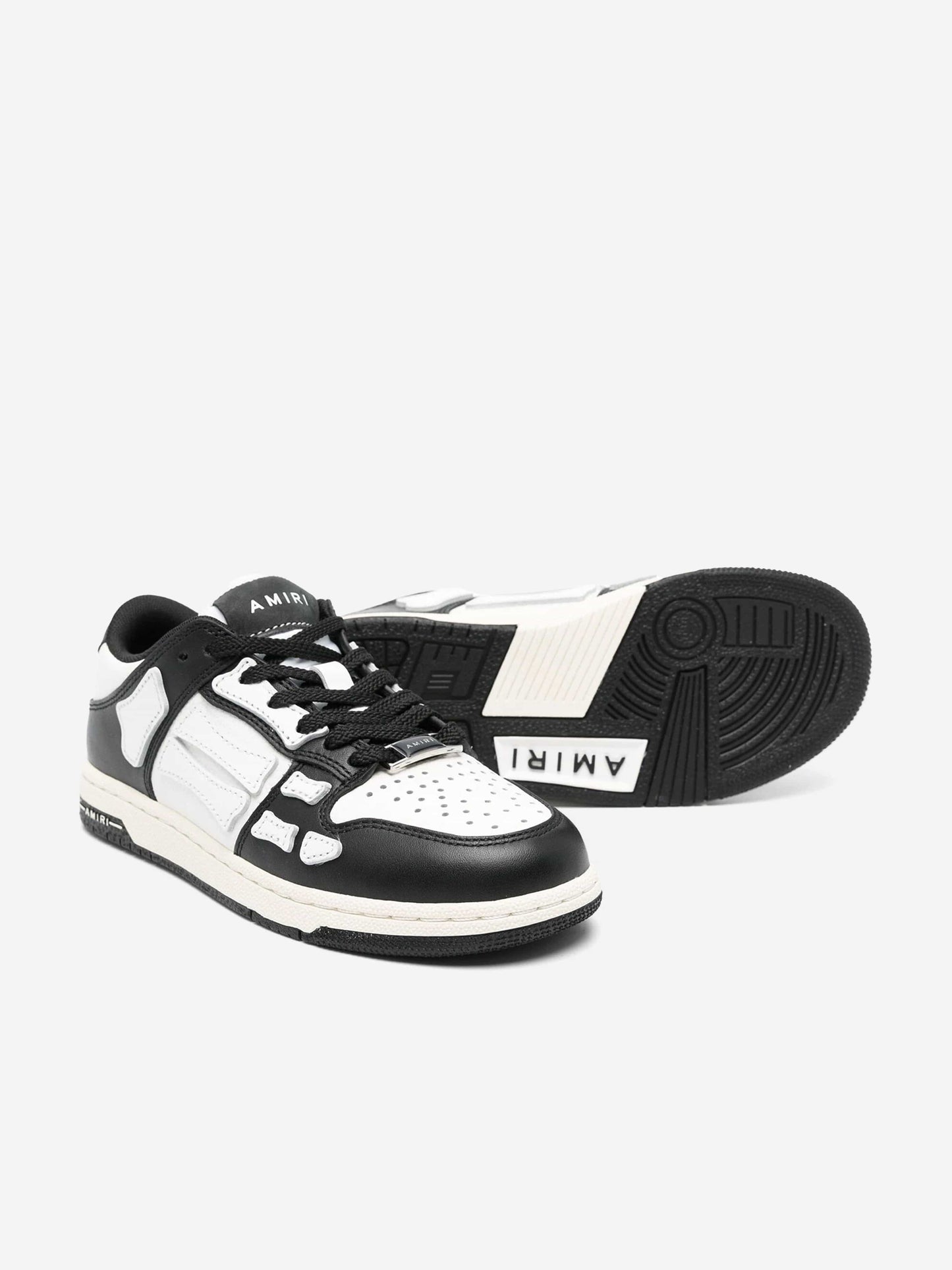 Amiri Kids 皮革 Skel Top 低帮运动鞋（黑色）