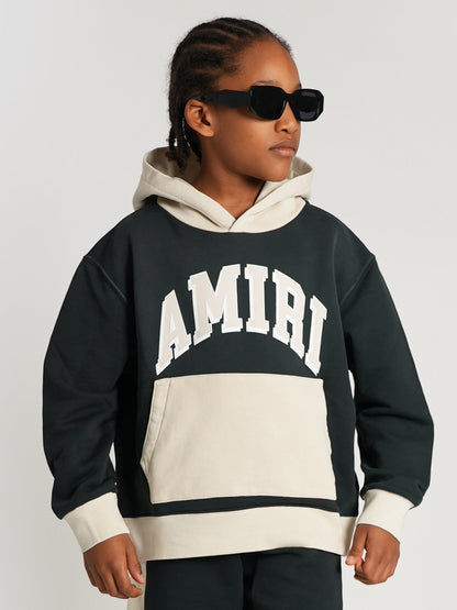 Amiri Kids 学院风连帽衫（黑色）