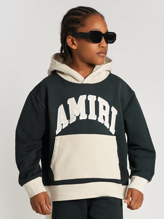 Amiri Kids 学院风连帽衫（黑色）