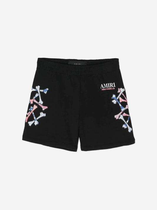 Amiri Kids Bandana Bone 叠穿短裤（黑色）