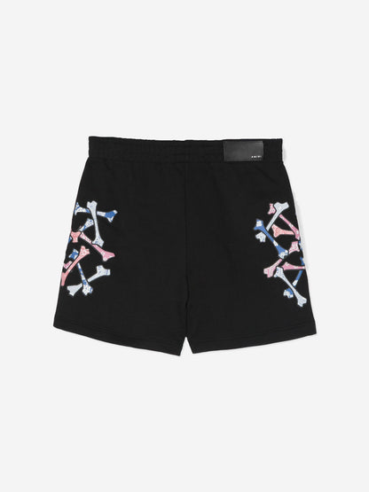 Amiri Kids Bandana Bone 叠穿短裤（黑色）