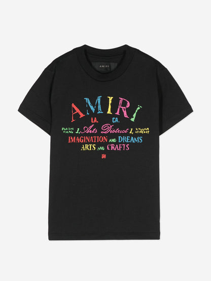 Amiri Kids Arts District 黑色涂鸦 T 恤