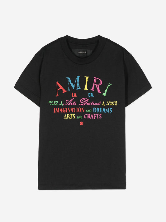 Amiri Kids Arts District 黑色涂鸦 T 恤