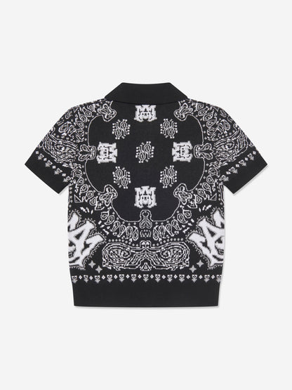Amiri 男童黑色方巾 Polo 衫