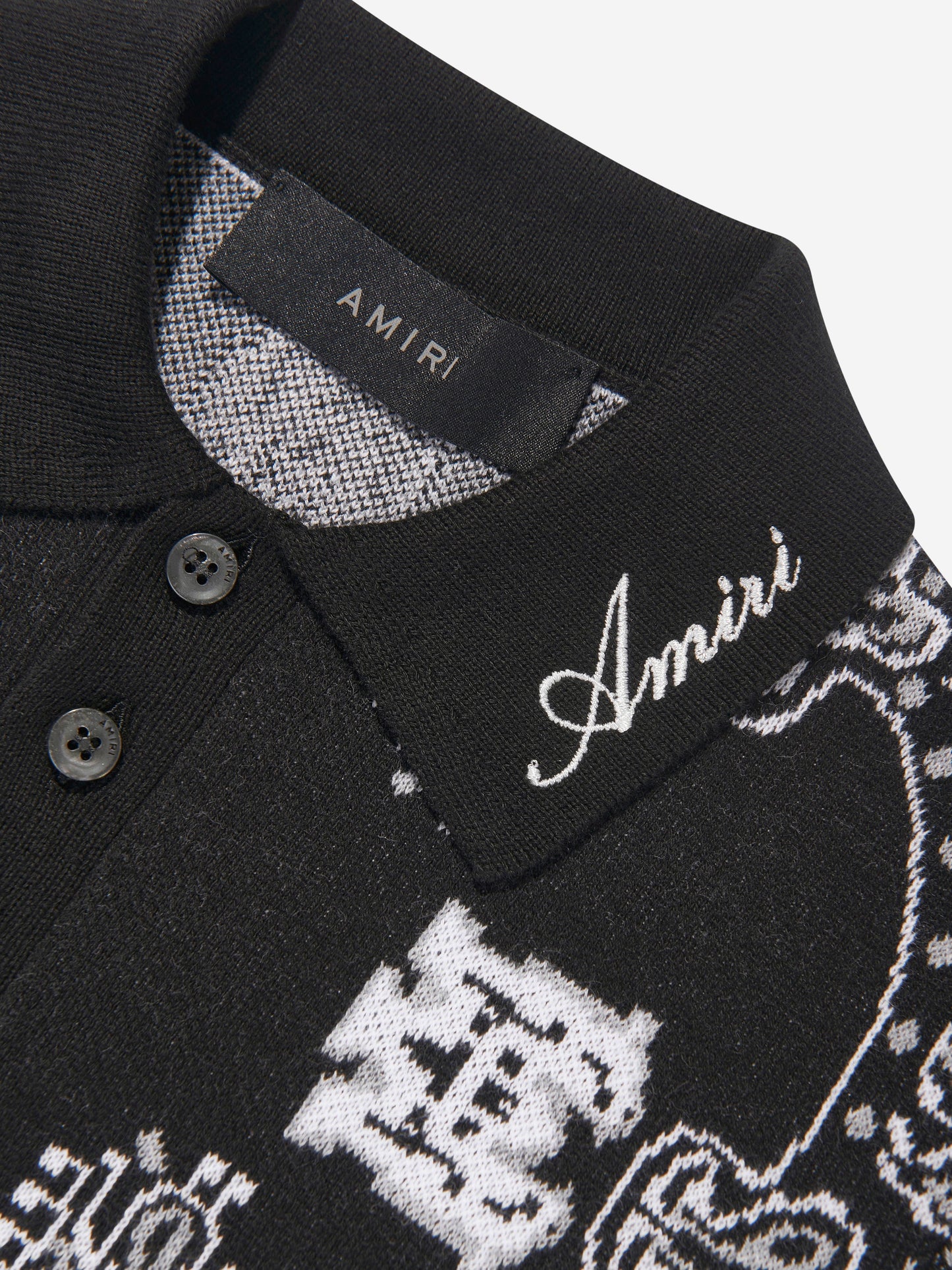 Amiri 男童黑色方巾 Polo 衫