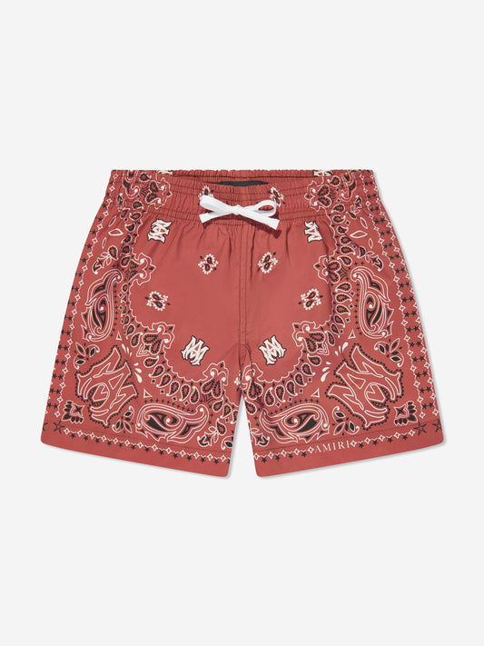 Amiri 男童红色 Bandana 泳裤
