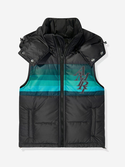 Amiri 男童黑色徽标交错马甲