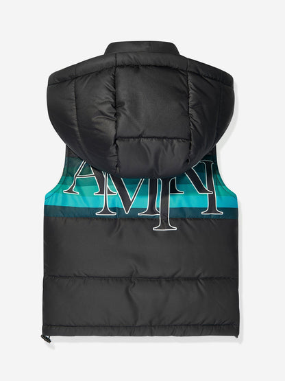 Amiri 男童黑色徽标交错马甲
