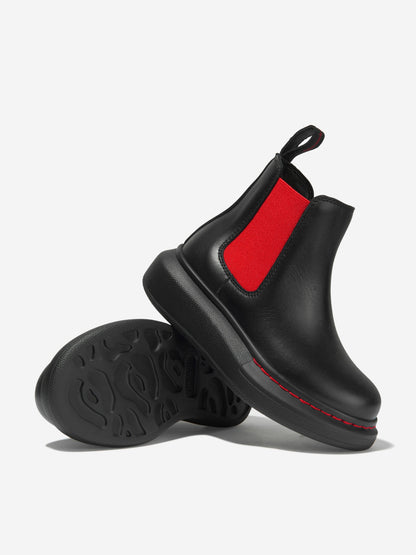 Alexander McQueen 儿童皮革厚底切尔西靴