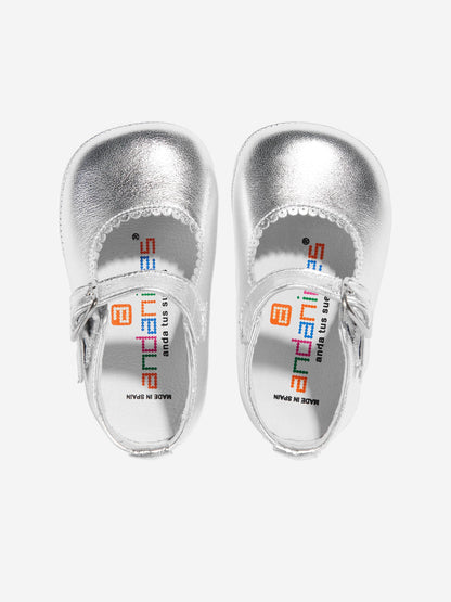 Baby Girls Leather Mary Jane Shoes in Silver
