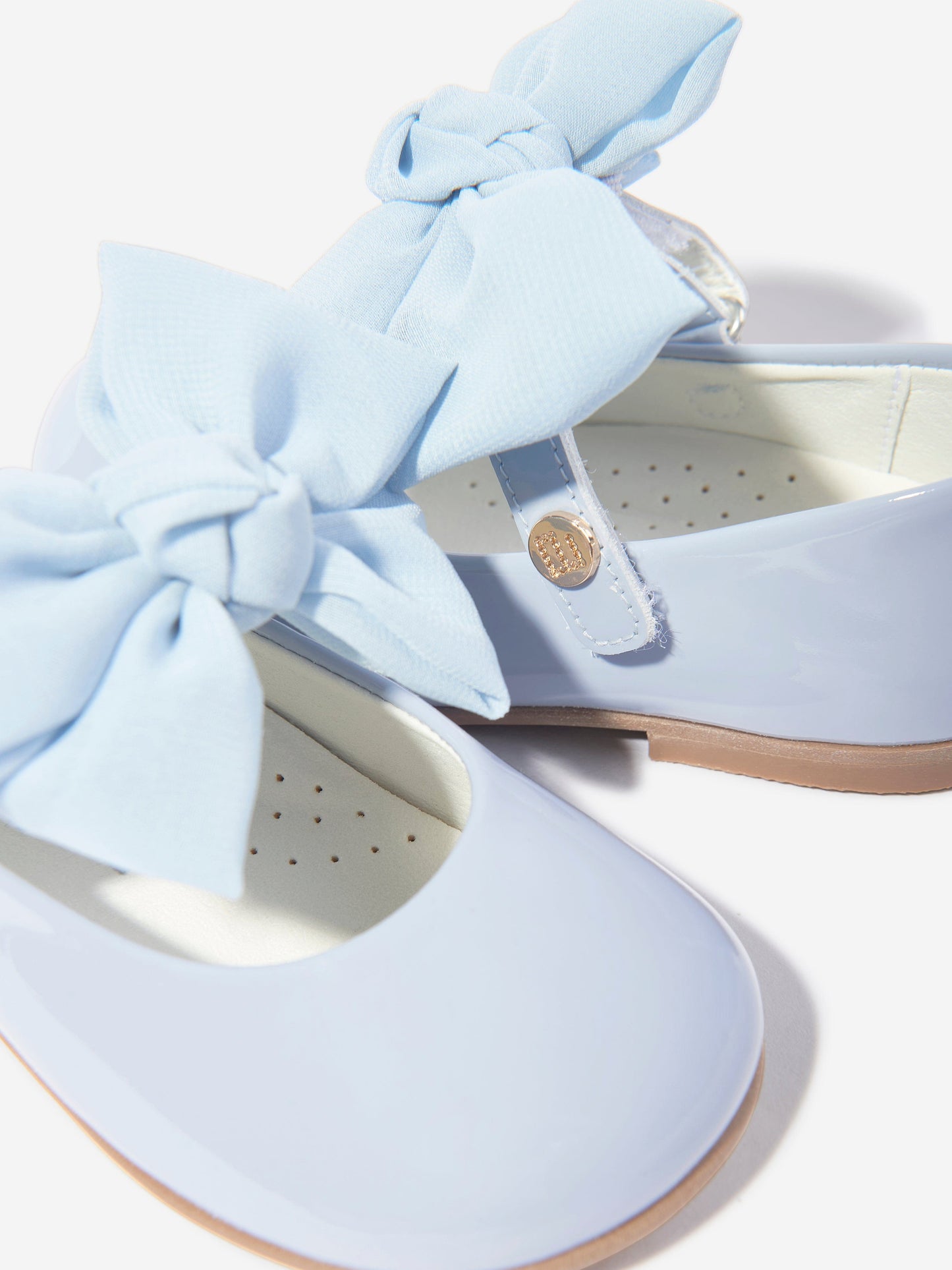 Girls Patent Leather Bow Shoes in Blue