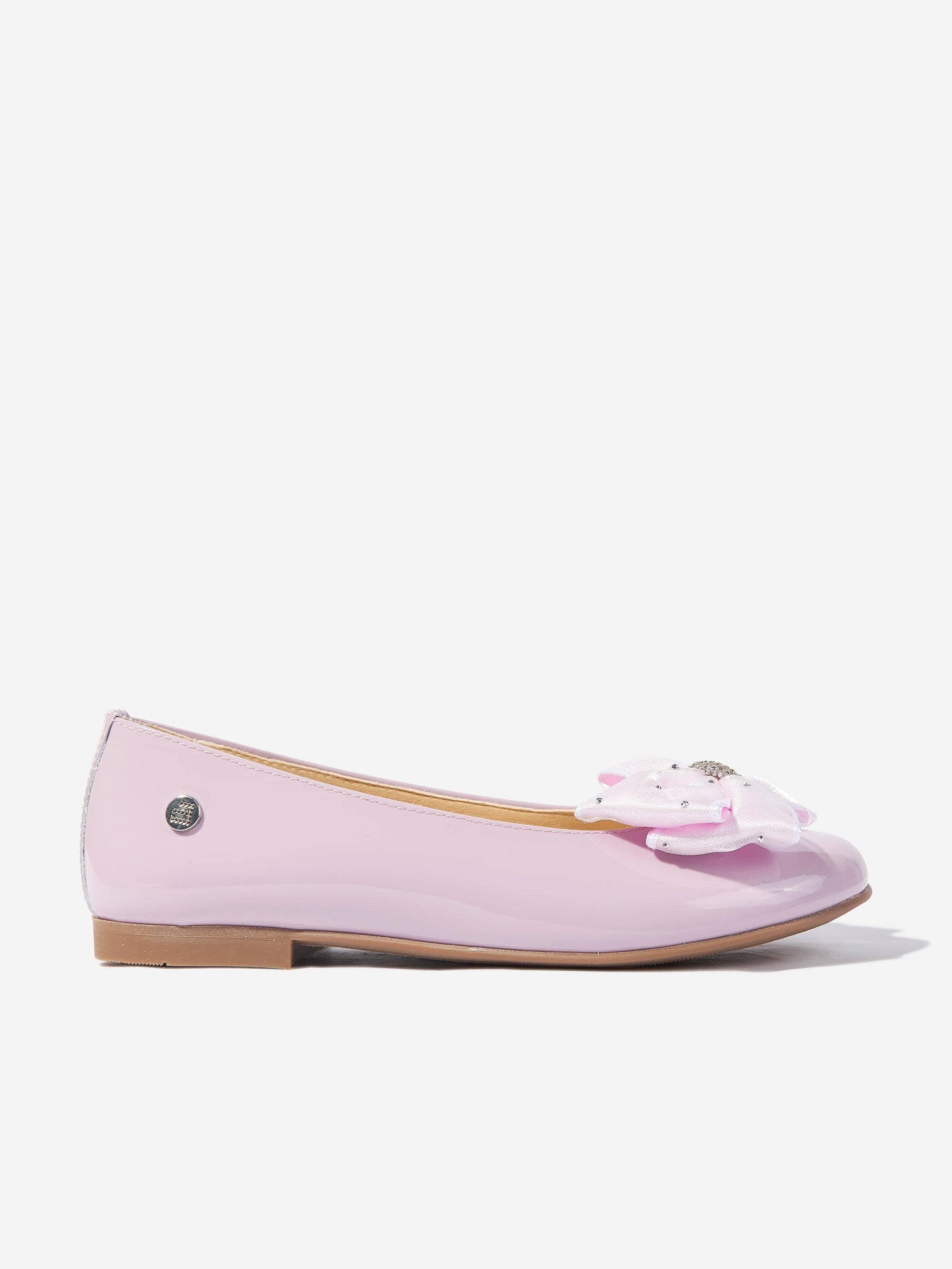 Girls Patent Leather Bow Ballerinas in Purple