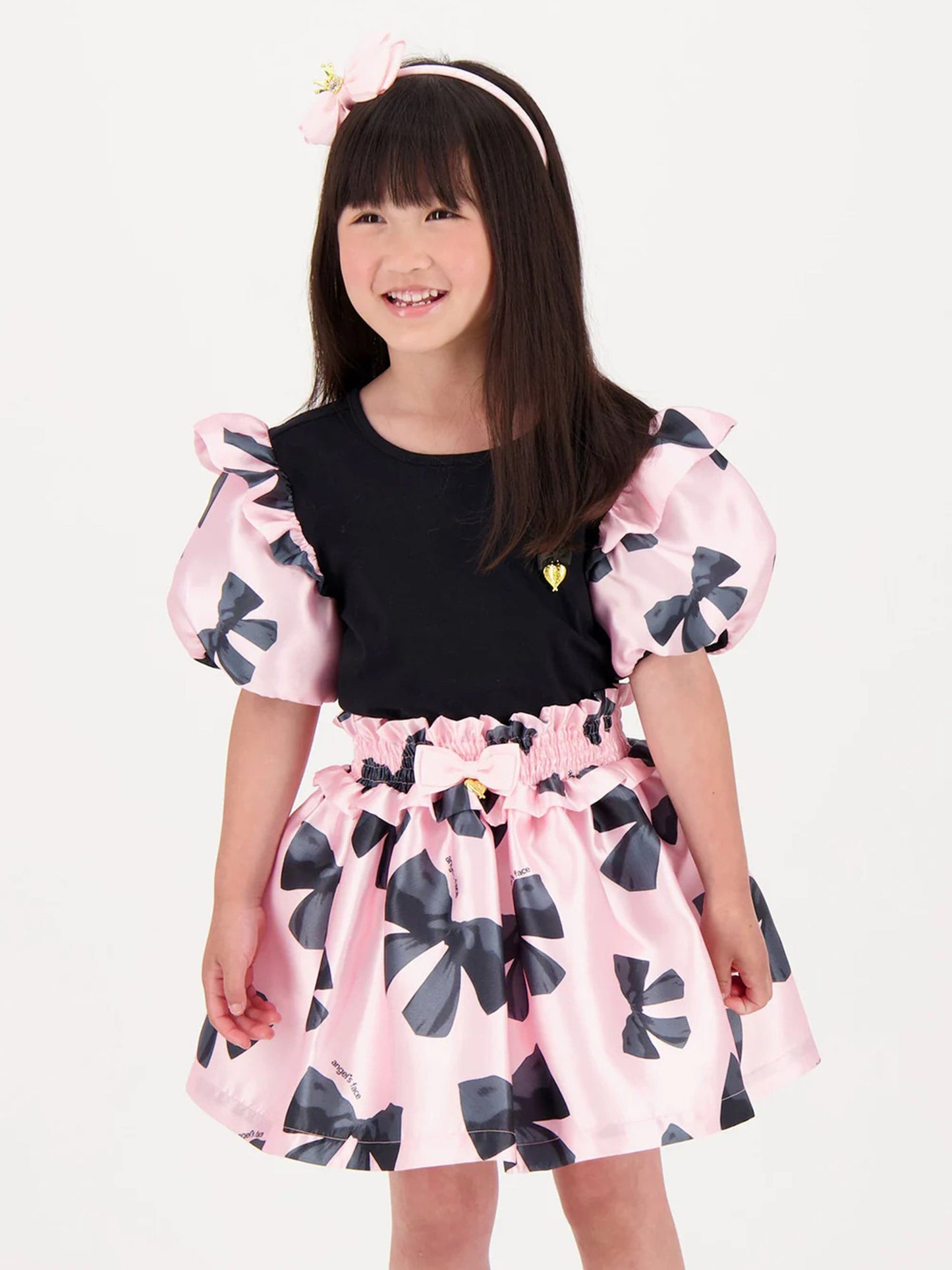 女童 Blake 蝴蝶结印花上衣（黑色）