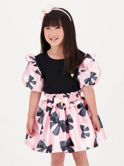 女童 Blake 蝴蝶结印花上衣（黑色）